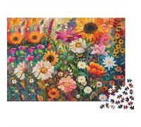 Vibrant Wildflower Garden 1000 Piece Jigsaw Puzzle for People with WildFlowers Stress And Anxiety Classic Educational Games Recycled Cardboard 70x50cm/1000pcs
