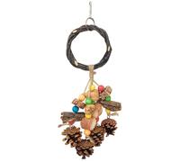 Vibrant Wooden Beads Parrot Swing Toy With Chew Climbing Activity & Pinecone For Small Birds Wooden Parrot Toy With Swing Chew Climb