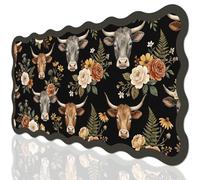 VibrantFruitique Aesthetic Floral Ox Head Desk Mat, 31.5"x15.75" Large Mouse Pad, Anti-Slip Leather Computer Desk Pad for Keyboard and Mouse, Desktop Cover Protector Office Accessories Decor for Women