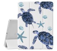 VibrantFruitique Blue Sea Turtle Case for iPad 9th/8th/7th Generation 10.2" (2021/2020/2019 Release) Ocean Sea Animal Case,Pencil Holder & Clear Soft TPU Back & Trifold Stand Cover for Women
