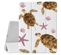 VibrantFruitique Brown Sea Turtle Case for iPad Air 13" (M3) 2025 / (M2) 2024 / iPad Pro 12.9" 2022/2021 Ocean Sea Animal Case,Pencil Holder & Clear Back & Trifold Stand Cover for Women