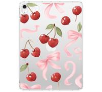 VibrantFruitique for 10.2" iPad 2019/2020/2021,Cute Pink Bow Cherry Crystal Clear Case,Slim Lightweight Anti-Scratch Soft TPU Bumper Hard Acrylic Back Cover for iPad 7th/8th/9th Gen for Women