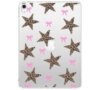 VibrantFruitique for 10.2" iPad 2019/2020/2021,Pink Bow Leopard Print Star Crystal Clear Case,Slim Lightweight Anti-Scratch Soft TPU Bumper Hard Acrylic Back Cover for iPad 7th/8th/9th Gen for Women