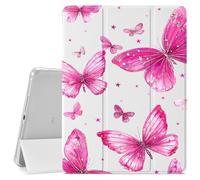 VibrantFruitique Hot Pink Elegant Butterfly Case for iPad Pro 13-inch (M4) 2024 Protective Case,Pencil Holder & Clear Soft TPU Back & Trifold Tablet Cover for Women (Model Number:A2925/A2926/A3007)