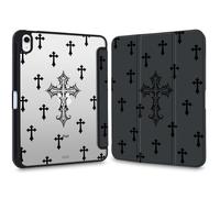 VibrantFruitique Y2k Gothic Case for iPad Air 11" M3(2025)/M2(2024),iPad Air 5th/4th Gen 10.9" Goth Cross Clear Hard Back Hybrid Case,with Pencil Holder Trifold Stand Slim Cover for Women