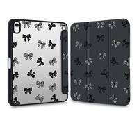 VibrantFruitique Y2k Printed Case for 10.2" iPad 2019/2020/2021 Boho Lace Bow Clear Hard Back Hybrid Case,with Pencil Holder Trifold Stand Slim Tablet Cover for iPad 7th/8th/9th Gen for Women