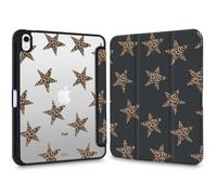 VibrantFruitique Y2k Printed Case for 10.2" iPad 2019/2020/2021 Leopard Print Star Clear Hard Back Hybrid Case,with Pencil Holder Trifold Stand Slim Tablet Cover for iPad 7th/8th/9th Gen for Women