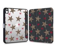 VibrantFruitique Y2k Printed Case for 10.2" iPad 2019/2020/2021 Red Bow Star Clear Hard Back Hybrid Case,with Pencil Holder Trifold Stand Slim Tablet Cover for iPad 7th/8th/9th Gen for Women