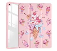 VibrantFruitique Yummy Ice Cream Case for iPad Air 11" M3(2025)/ M2(2024),iPad Air 5th(2022)/ 4th (2020) Gen 10.9" Clear Hard Back Hybrid Case,with Pencil Holder Trifold Stand Tablet Cover for Women