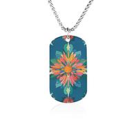 Vibrantly Colored Scottish Thistle Pattern Necklace Gift for Girlfriend Boyfriend, Long Chain Pendant Custom with Picture, Personalized Necklace Gift for Christmas Anniversary Family Birthday Valentin