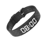 Vibrating Alarm Clock - Adjustable Silicone Strap | 224x1.65cm LED Rechargeable Seven Segment Timer Band | Provides Silent Alerts For Acondic Routine Use, Black, Consulte la descripción