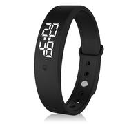 Vibrating Alarm Reminder Wristband, Silent Alarm Watch Will Not Disturb Others Clock Pill Reminder Temperature Measurement for who with Partners/Heavy Sleepers Deaf People/New Borns (Black)