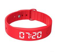 Vibrating Alarm Wristband Featuring Sleep Monitoring, Step Tracking, Timer Functions, Stopwatch, 8 Alarms, 25 Days Life, Silicone Band(Red)