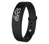 Vibrating Alarm Wristband Water Proof Silent Watch 3×Times Temperature Measurement per Day Vibrating Wrist Alarm Clock for Deaf, Deep Sleepers, Hearing Impaired (Black)