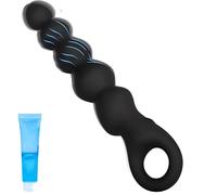 Vibrating Anal Beads Butt Plug for Beginner, 5 Graduated Beads Adult Sex Toys with 12 Vibration, Flexible Silicone Prostate Massager Sex Toyscouples for Men Women Couples, But Plug Training