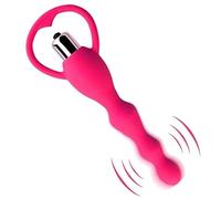 Vibrating Anal Beads Butt Plug, Graduated Design Silicone Anal Vibrator Waterproof G-spot Anal Sex Toy for Men, Women and Couples (Pink)