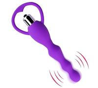 Vibrating Anal Beads Butt Plug, Graduated Design Silicone Anal Vibrator Waterproof G-spot Anal Sex Toy for Men, Women and Couples (Purple)