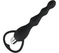 Vibrating Anal Beads Butt Plug Silicone Anal Beads Butt Plug, Graduated Design Silicone Anal Vibrator Waterproof G spot Anal Toy for Men Women and Adult Sex Toys (Black)