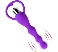 Vibrating Anal Beads Butt Plug, Vibrating Anal Beads Anal Beads Butt Plug Vibrators Graduated Design Silicone Anal Vibrator Waterproof G spot Anal Sex Toy for Men Women and Adult (Purple)