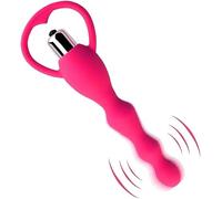 Vibrating Anal Beads Butt Plug, Vibrating Anal Beads Anal Beads Butt Plug Vibrators Graduated Design Silicone Anal Vibrator Waterproof G spot Anal Sex Toy for Men Women and Adult (Pink)