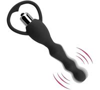 Vibrating Anal Beads Butt Plug, Vibrating Anal Beads Anal Beads Butt Plug Vibrators Graduated Design Silicone Anal Vibrator Waterproof G spot Anal Sex Toy for Men Women and Adult (Black)