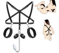 Vibrating Anal Hook BDSM Sex Bondage Restraints Kit, Thigh Sling Chest Harness Behind Back Handcuffs, 3 Balls Anal Trainer with 9 Vibration Modes, SM Fetish Unisex Sex Toys for Couples