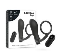 Vibrating anal plug p-spot with silicone cockring remote control, Length 190 mm, Width 148 mm, Depth 45 mm, Department Couple, Poids 0.198 Kg, Color Black