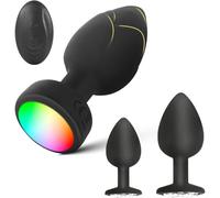 Vibrating Butt Plug with 10 Modes, Light up Anal Plug LED Color Vibrator Remote Control Silicone Prostate Massager Anal Plug for Adult Sex Toys Games