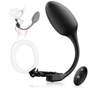 Vibrating Chastity Cage with Anal Plug and Remote Control，Black | Anal plug for chastity cage with adjustable strap, remote control, body-soft silicone and waterproof design.