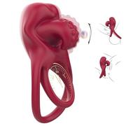 Vibrating Cock Ring Clitoral Vibrator, Silicone Adjustable Penis Ring with 10 Vibration Modes, Adult Sex Toys for Men Women Couples, Dual-Stimulation Adult Toy for Solo & Shared Pleasure