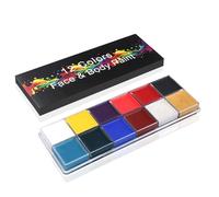 Vibrating Face Paint, 12 Colors Oil-Based Washable Adult Professional Palette for Halloween Cosplay SFX (12 Oil Colors)