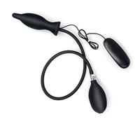 Vibrating Inflatable Butt Plug - Wired Remote Control for Adjustable Anal Stimulation - Easy to Use Anal Bulb Pump - Black