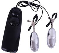 Vibrating Nipple Clamps Double Vibrator Stainless Steel Breast Clip Female Massage Masturbator for Men Women Sex Toys