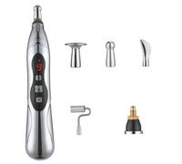 Vibrating Pen, Electronic Acupuncture Pen 9 Gears USB Rechargeable Acupuncture for Pain Relief Vibrating with 5 Massage Heads for Pain Gone Relief