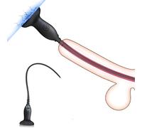 Vibrating Penis Plug with Suction Cup for Men, 10 Vibration Modes Urethra Inserter Soundings for Men,Silicone Urethral Dilators for Male,Rechargeable Hands-Free Mens Toys for Beginners(Black)