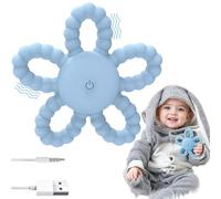 Vibrating Sensory Chew Toy - Dual Use Chew Toy for Autistic Children & Baby Teething Toy, Infant Teether Toy for Special Needs, Chewy Sensory Toys for Autism, Teethers for Baby (Blue)