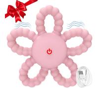 Vibrating Sensory Chew Toy, Dual Use for Autism Chidren & Teething Baby, 3 Vibration Modes, Easy to Grip Autism Sensory Equipment, Portable Teether for Special Needs Kids (Pink)