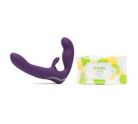 Vibrating Strapless Strap On Dildo - Toy & Body Wipes 25 Pack