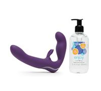 Vibrating Strapless Strap On Dildo - Water Based Lube Gel 250ml