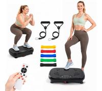 Vibration Plate Exercise Machine, 120 Intensity Levels, 10 Preset Modes, 150KG Capacity, Anti-Slip Surface, Remote Control & 2 Resistance Bands for Home Fitness