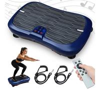 Vibration Plate Exercise Machine, Fitness Vibration Plate Platform with Built-in Bluetooth Speaker & 2 Resistance Bands, Whole Body Workout Vibrating Plate For Weight Loss Lymphatic Drainage (Blue)