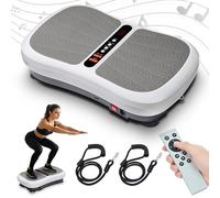 Vibration Plate Exercise Machine, Fitness Vibration Plate Platform with Built-in Bluetooth Speaker & 2 Resistance Bands, Whole Body Workout Vibrating Plate For Weight Loss Lymphatic Drainage (White)