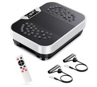 Vibration Plate Exercise Machine for Weight Loss - 250-Speed Platform with Remote & Resistance Bands, 450 lbs Capacity - Quiet Full Body Workout for Lymphatic Drainage at Home White