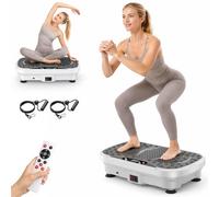 Vibration Plate Exercise Machine, Full Body Shaker for Weight Loss Fat Burner, Vibration Platform with Resistance Rope for Lymphatic Drainage, Home Gym Office Workout Equipment for Women Men, 330lbs