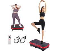 Vibration Plate Exercise Machine - Power Vibrating Plate for Lymphatic Drainage Weight Loss, Shake Plate Exercise Platform with Touch Screen & Resistance Bands, Equipment for Women Men(MN-0078-RED)
