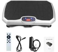 Vibration Plate Exercise Machine, Vibration Fitness Trainers for Home Use, with Bluetooth Speaker Remote Control + 5 Programs, Whole Body Workout With Resistance Bands, Home Training Shaping (White)