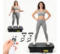 Vibration Plate Exercise Machine with 120 Levels & 10 Modes, Whole Body Vibration Platform with 2 Bands, Remote & LED, 150KG Capacity Anti-Slip Vibrating Board for Home Gym Weight Loss Recovery