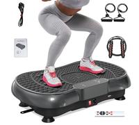Vibration Plate Exercise Machine With Rope Skipping - Whole Body Workout Fitness Trainer for Home Training and Shaping (Midnight Black)