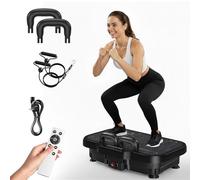 Vibration Plate, Vibration Plate Sport for Home, 1-180 Different Vibration Intensities, for Muscle Building, Fat Loss and Full Body Training, Comes with 2 Support Handles and 2 Exercise Bands