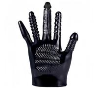 Vibration Sex Gloves - Ribbed Sexy Massage Vibrator, Nipple Clitoral G-spot Stimulation for Masturbation Adult Sex Toy, Suitable for Lesbian Couples (Black)